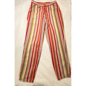Nada Nuff 30x29 Medium Womens Striped High Waisted Jeans Mom 100% Cotton Vintage